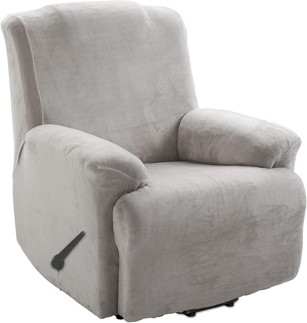 TIANSHU Fleece Recliner Covers,Velvet Recliner Chair Slipcovers Modern Velvet Plush Recliner Slipcover Furniture Protector Cover Sofa Slipcover for Recliner Chair Cover(Recliner,Light Gray)