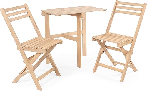 JONATHAN Y DNG2003A-3SET Nerja - Juego de 3 piezas de madera de acacia plegable para exteriores, moderno, tradicional, de mediados de siglo,
