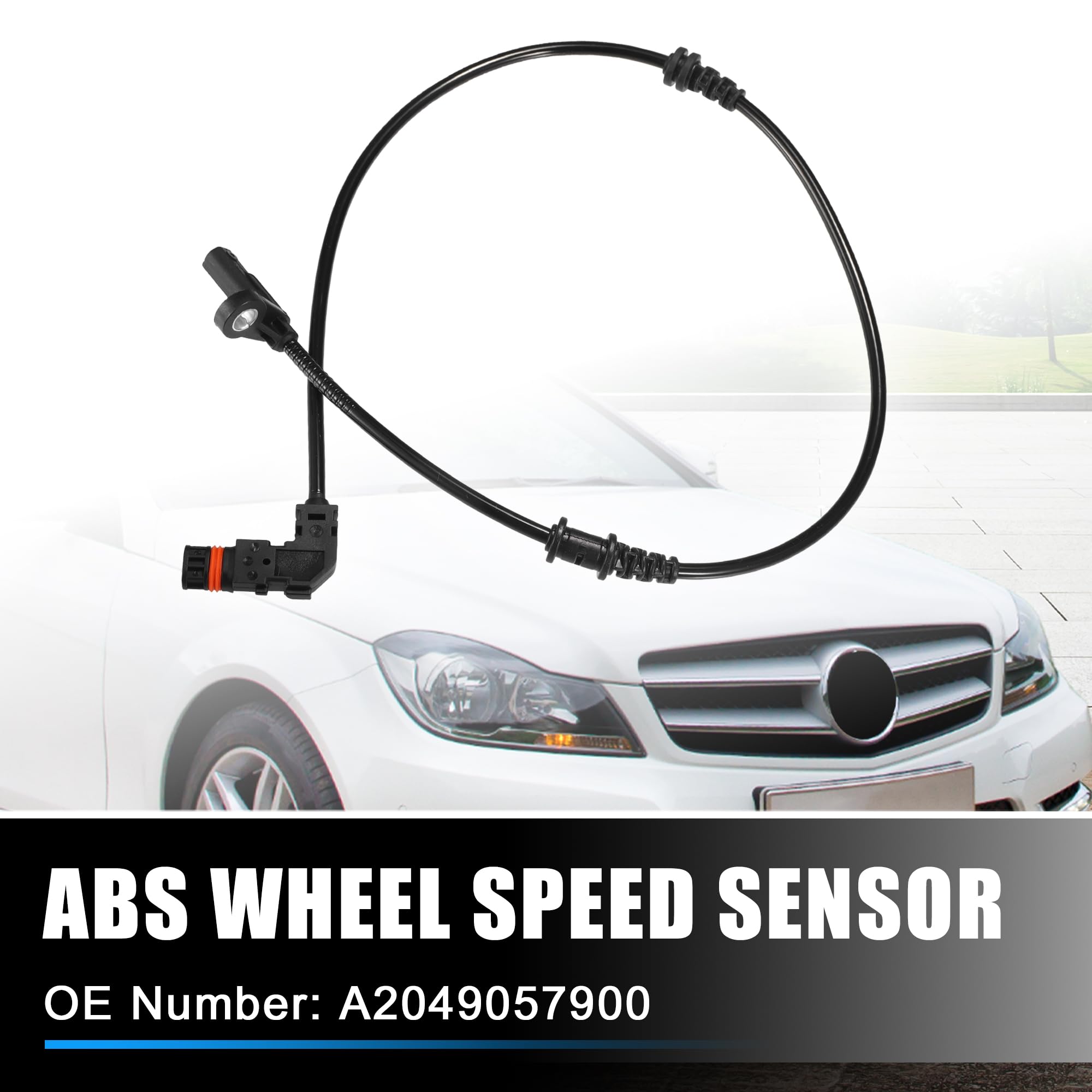 QUARKZMAN Capteur De Vitesse De Roue ABS Pour Mercedes C250 20-25 1pc | Pour Mercedes-Benz C300 12-14, C350 12-15, Avant Gauche/Droite, Noir, ABS, 72cm, Diamètre 7mm, 2 Broches, OE A2049057900