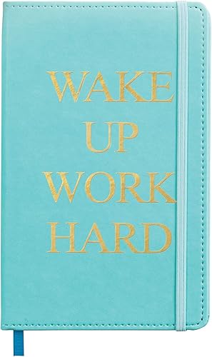 C.R. Gibson - Cuaderno de diario de cuero sintético con texto en inglés "Wake Up Work Hard", color turquesa, Despertar trabajo duro