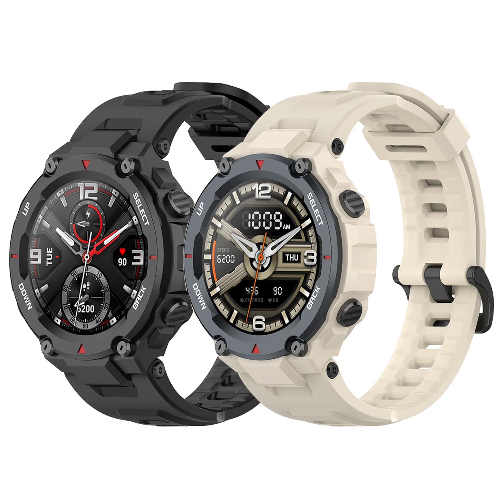 SenMore 2 Pieces Strap Compatible with Amazfit T-Rex/Amazfit T-Rex Pro, Waterproof and Breathable Soft Silicone Replacement Sports Bracelet for Amazfit T-Rex/T-Rex Pro.