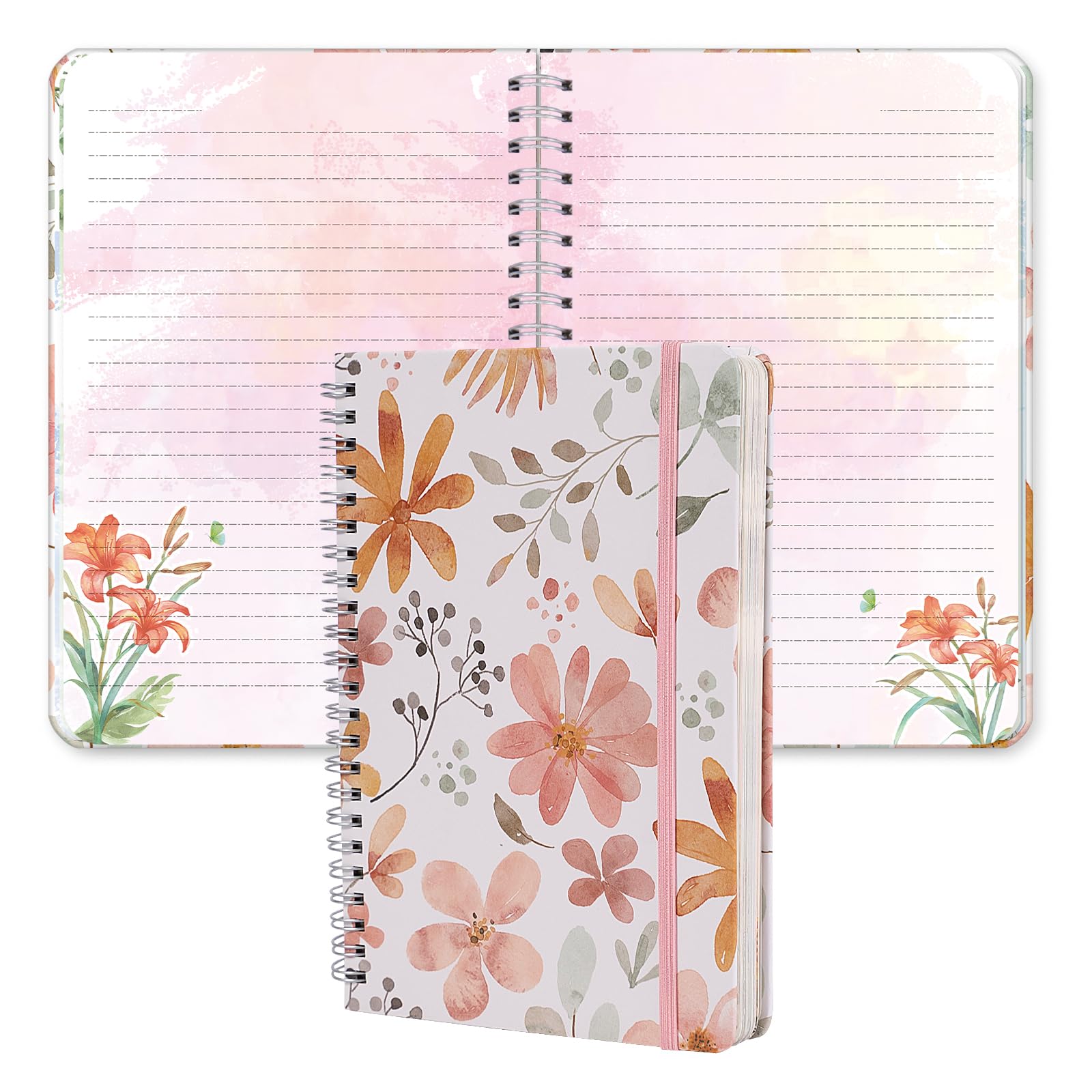 siixu ​Artistic Flower Dream Journal​​ - Thick Hardcover Spiral Notebook with 160 Unique Pages, A5 Lined Notebooks for Poetry Drafting, Memo Keeping & Creative Junk Journaling, Pink — image 1