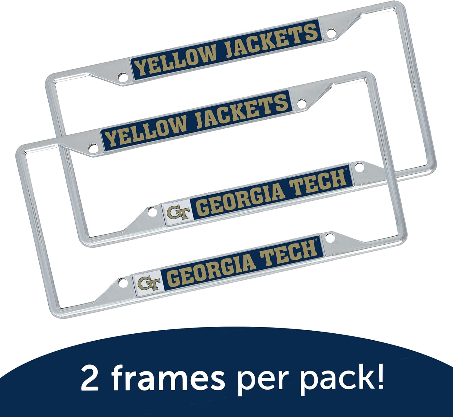 Desert Cactus Georgia Tech Car Accessories Metal License Plate Frame for Front or Rear of Car (Mascot 2 Pack)