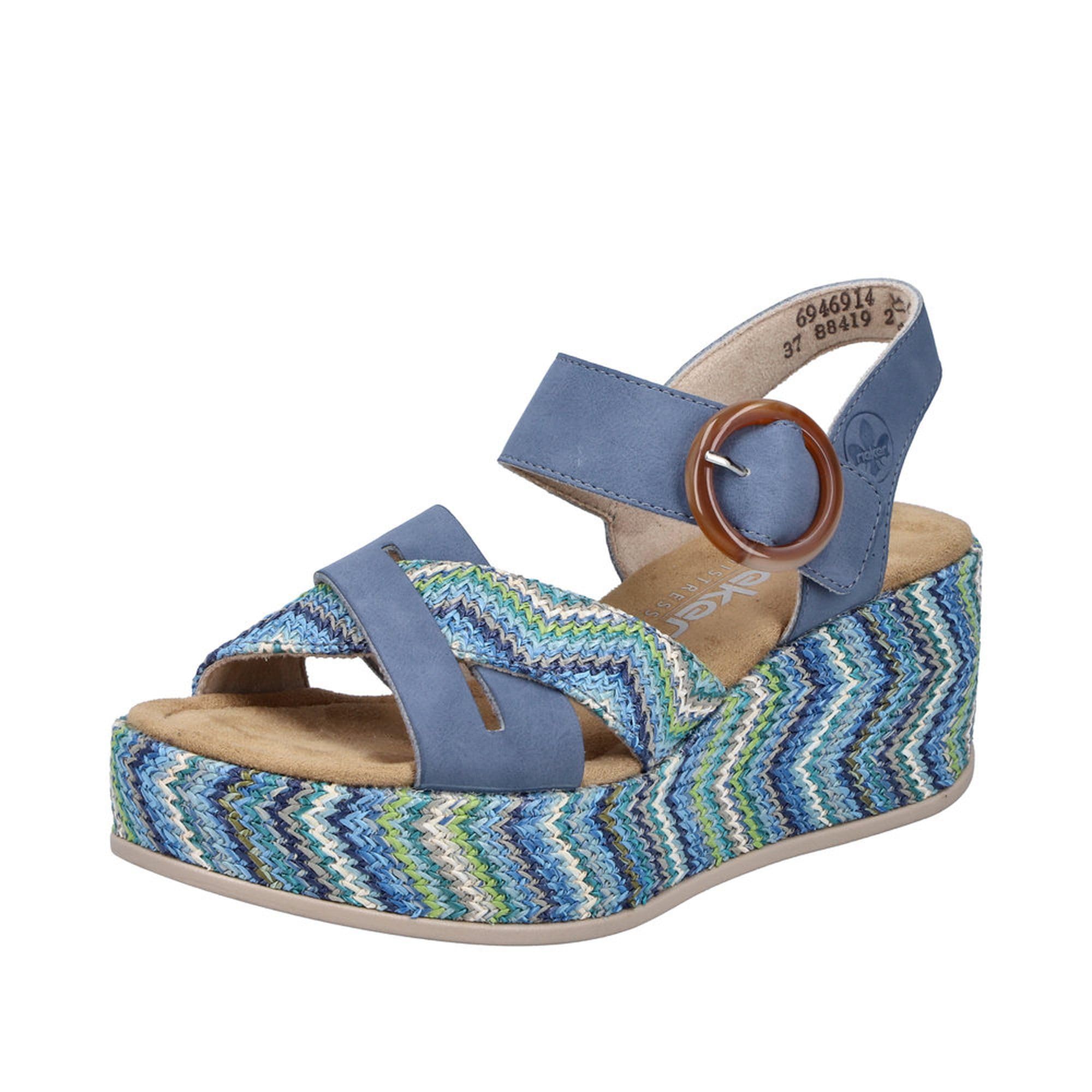 Rieker Women's 69469 Wedge Sandals, Blue, 38 EU