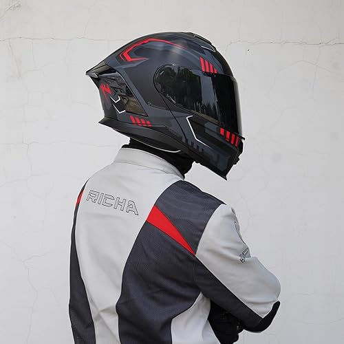 Miniatura 3 de Casco de motocicleta, casco modular de motocicleta con doble visera abatible JR-815, casco de motocicleta aprobado por DOT con 2 viseras para
