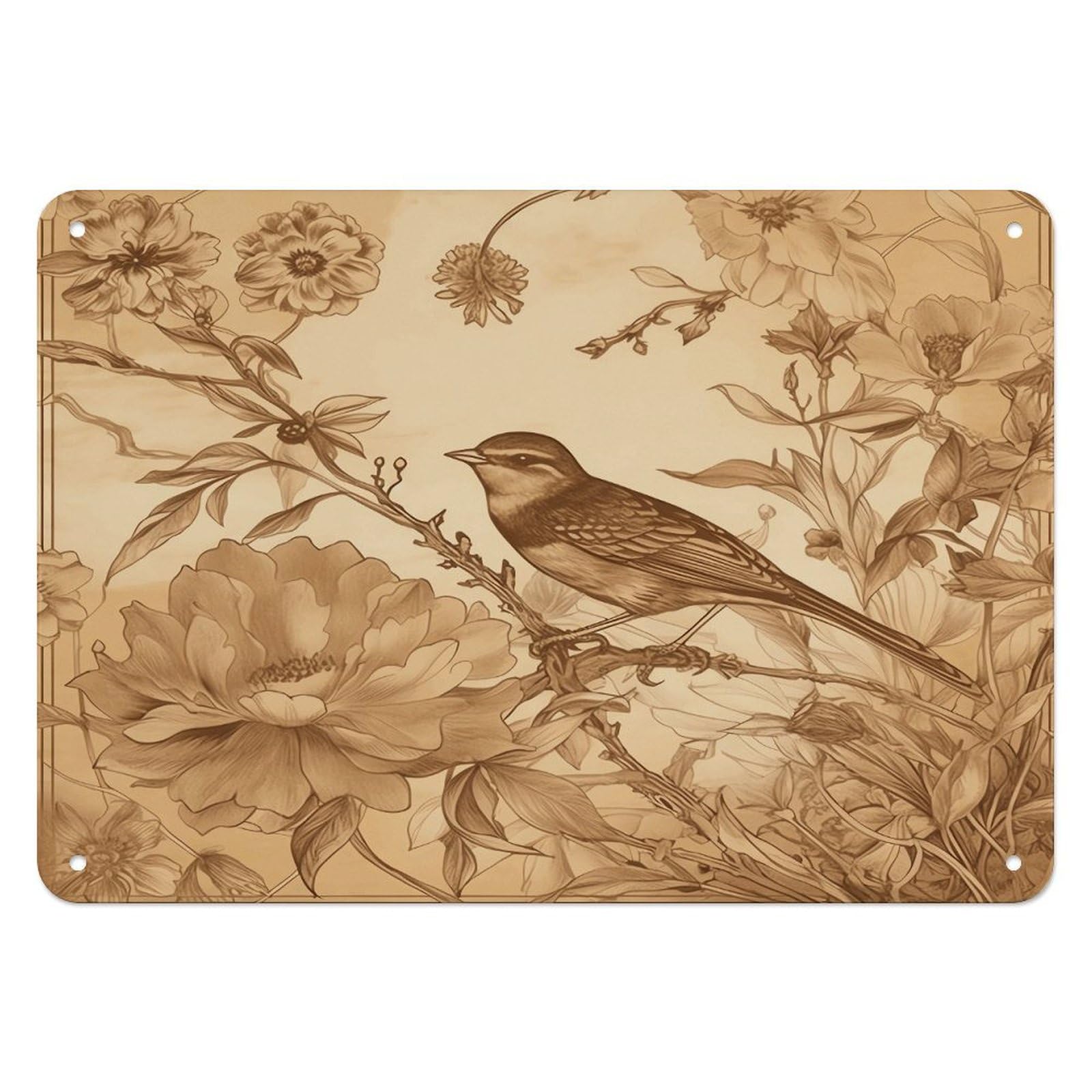 Btcowzrv Style A Bird In The Field Metal Sign, 5.5" X 7.9" Tin Wall Decor, Wall Art Plaques For Home Wedding Decor Room Living Room Decoration