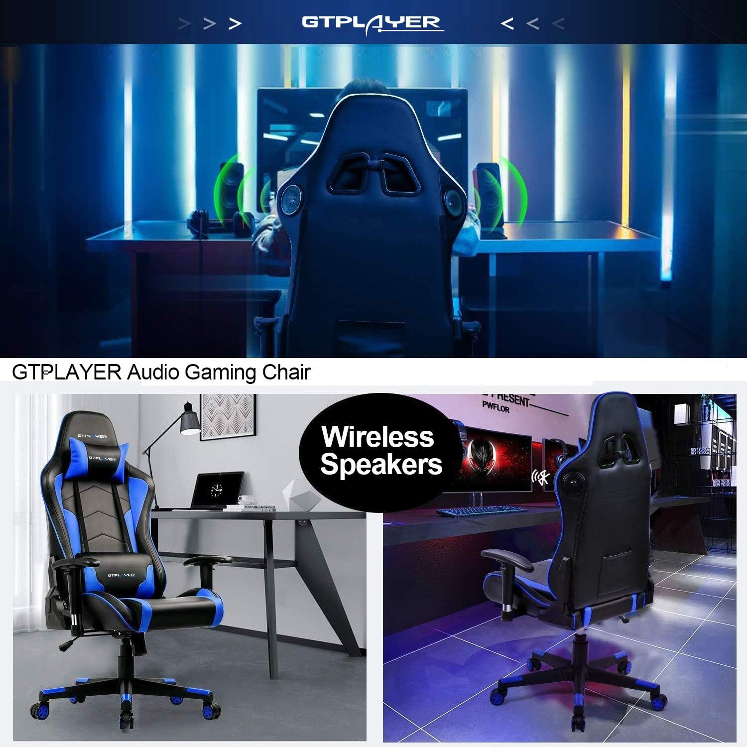 Gtplayer Gaming Chair Office Chair Desk Chair Gaming Chair Swivel Chair Height Adjustable Pc Chair Ergonomic Design With Footrest And Rocker Function Amazon De Home Kitchen