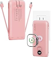 Vista 10 de Portable Charger, 10000mAh 22.5W Fast Charging Power Bank with Built in Cable & Wall Plug, Travel Essential Battery Pack with LED Display, External