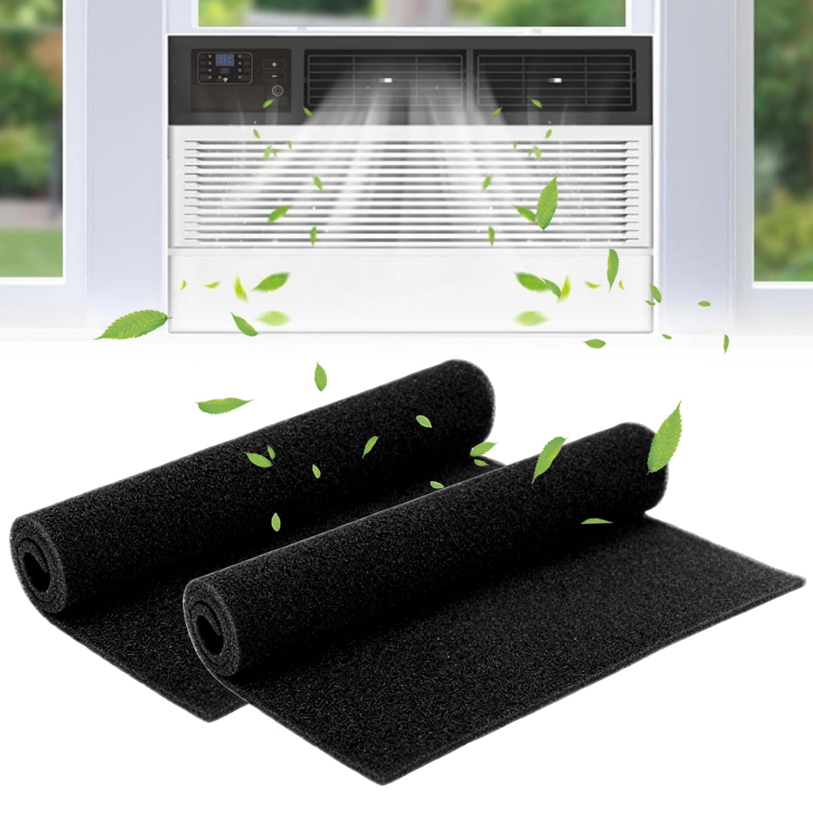YAYODS 3 sztuki mat filtrujących z węglem aktywnym 144 x 41 cm – 3 mm, z możliwością przycięcia, czarna mata filtrująca z węglem jako filtr zamienny do oczyszczacza powietrza, klimatyzatora, okapu