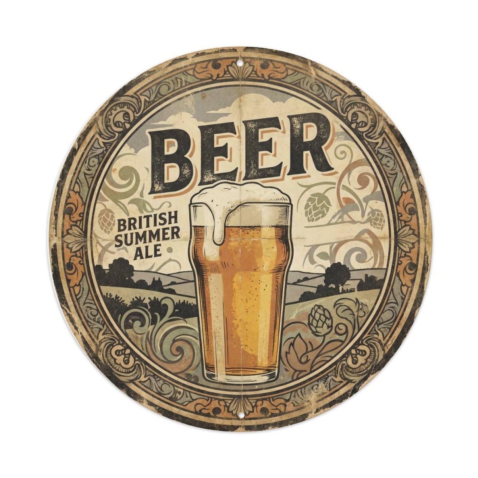 Okahys 8X8inch Classic Style British Travel Drink Culture Beer Pub Ale Silkscreen Metal Tin Sign