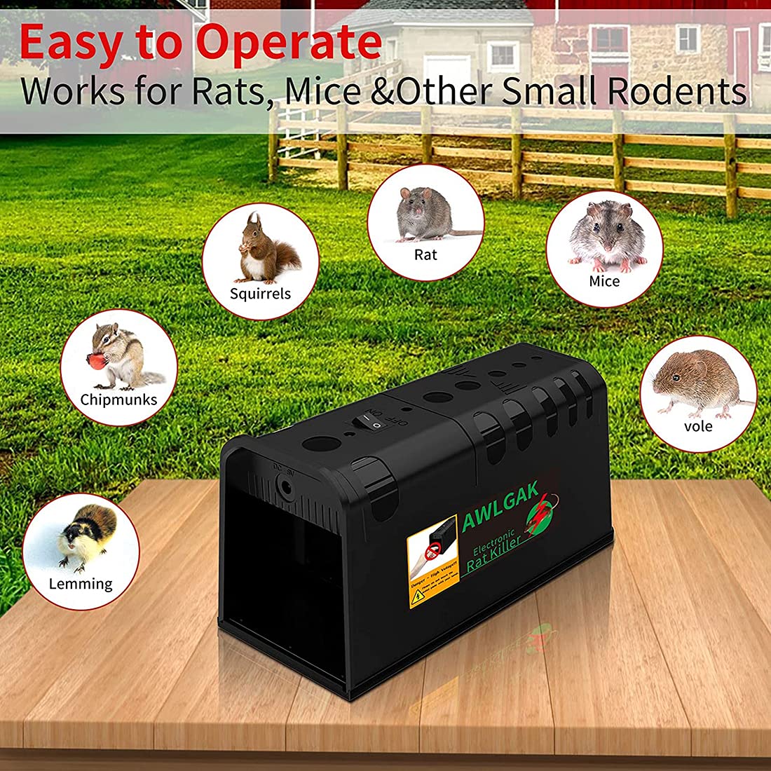 Trappola per topi elettronica extra large 8000 V – efficace zapper per roditori per interni ed esterni