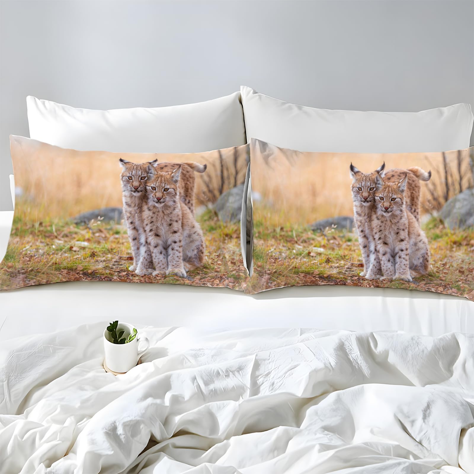BettwäSche 135x200 Graublauer Luchs 3D Bettbezug Weiche Und Angenehme Mikrofaser BettwäSche-Sets Mit Reißverschluss Schließung + 2 Kissenbezug 80 X 80 Cm