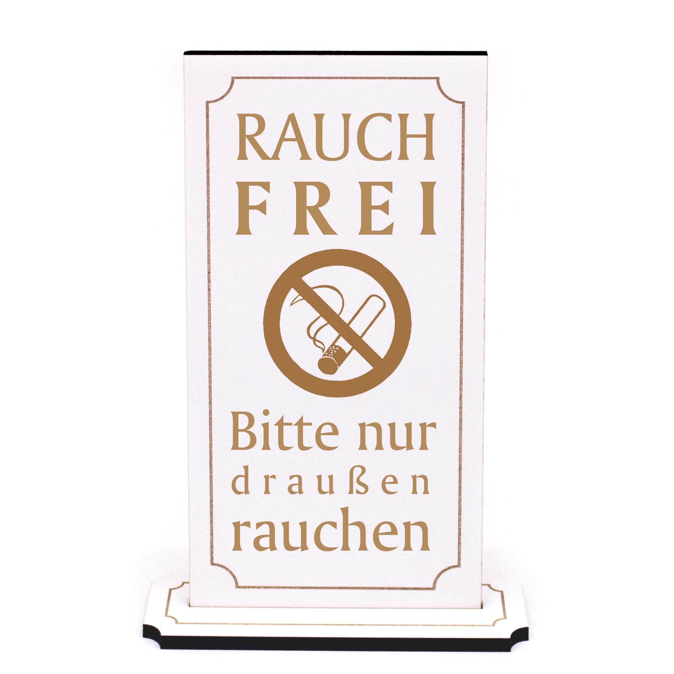 DEKO-LANDORauchfrei Bitte nur draußen rauchen - Aufsteller Sign "Nichsmoker" Engraved Wood 10 x 20 cm |