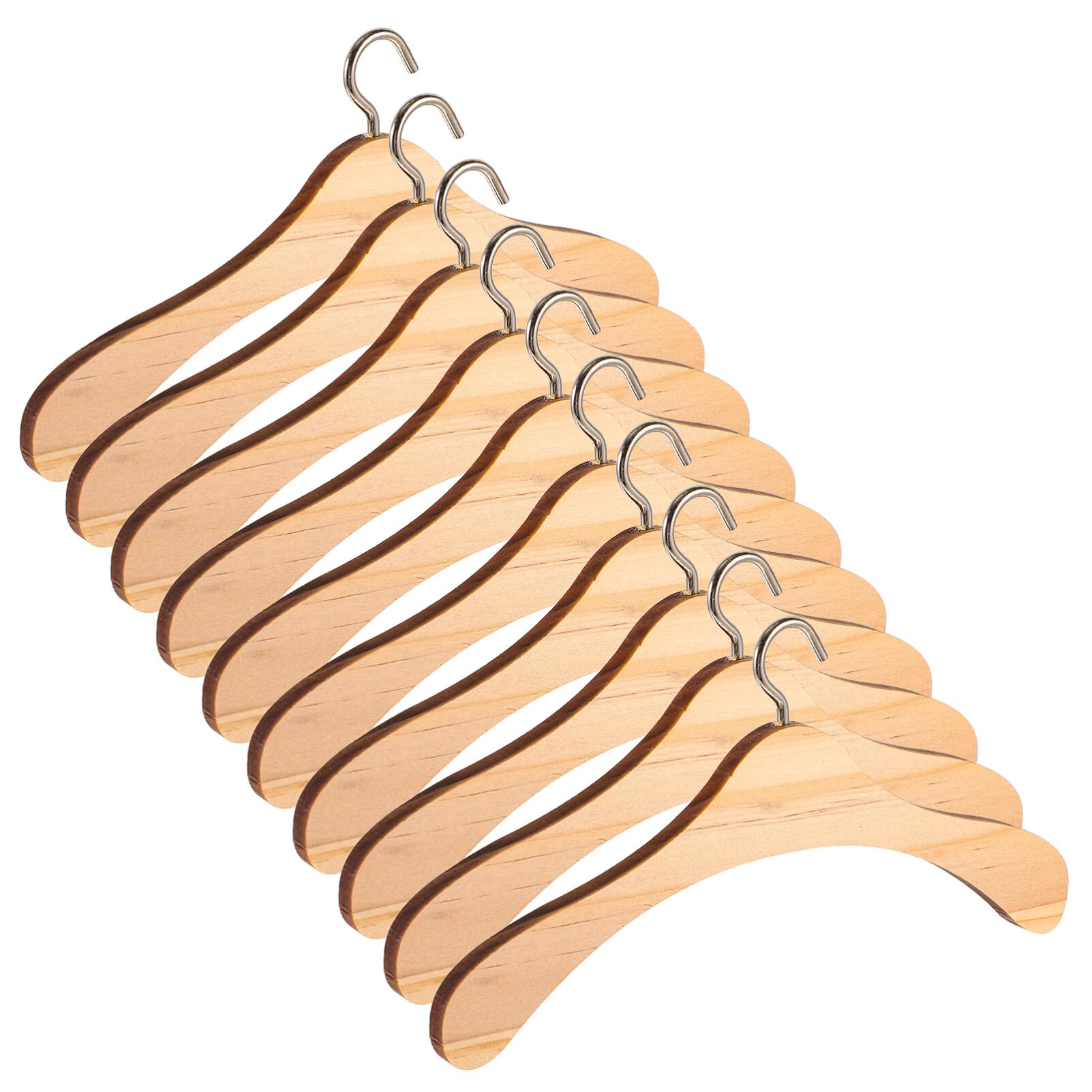 ifundom 10pcs Wooden Dolls Clothes Hanger, Mini Doll Hanger Doll Dress Outfit Holders Dollhouse Wardrobe Accessories (15cm) - Image 3