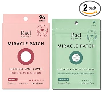 Rael Miracle Patch Bundle - Invisible Spot Cover 96 Count & Microcrystal Spot Cover 9 Count