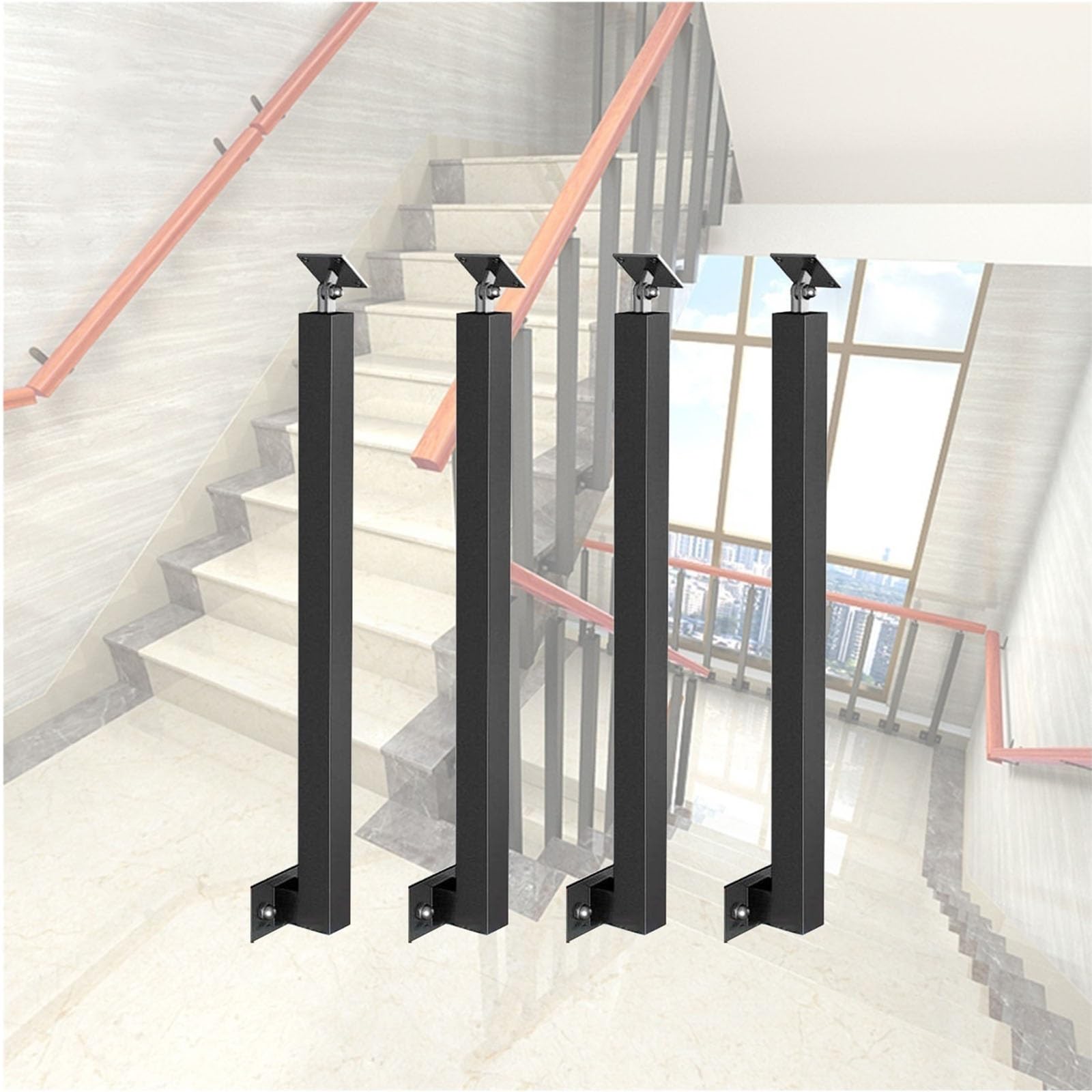 Poteaux de rampe d'escalier anti-glisse en cuir de veau avec support