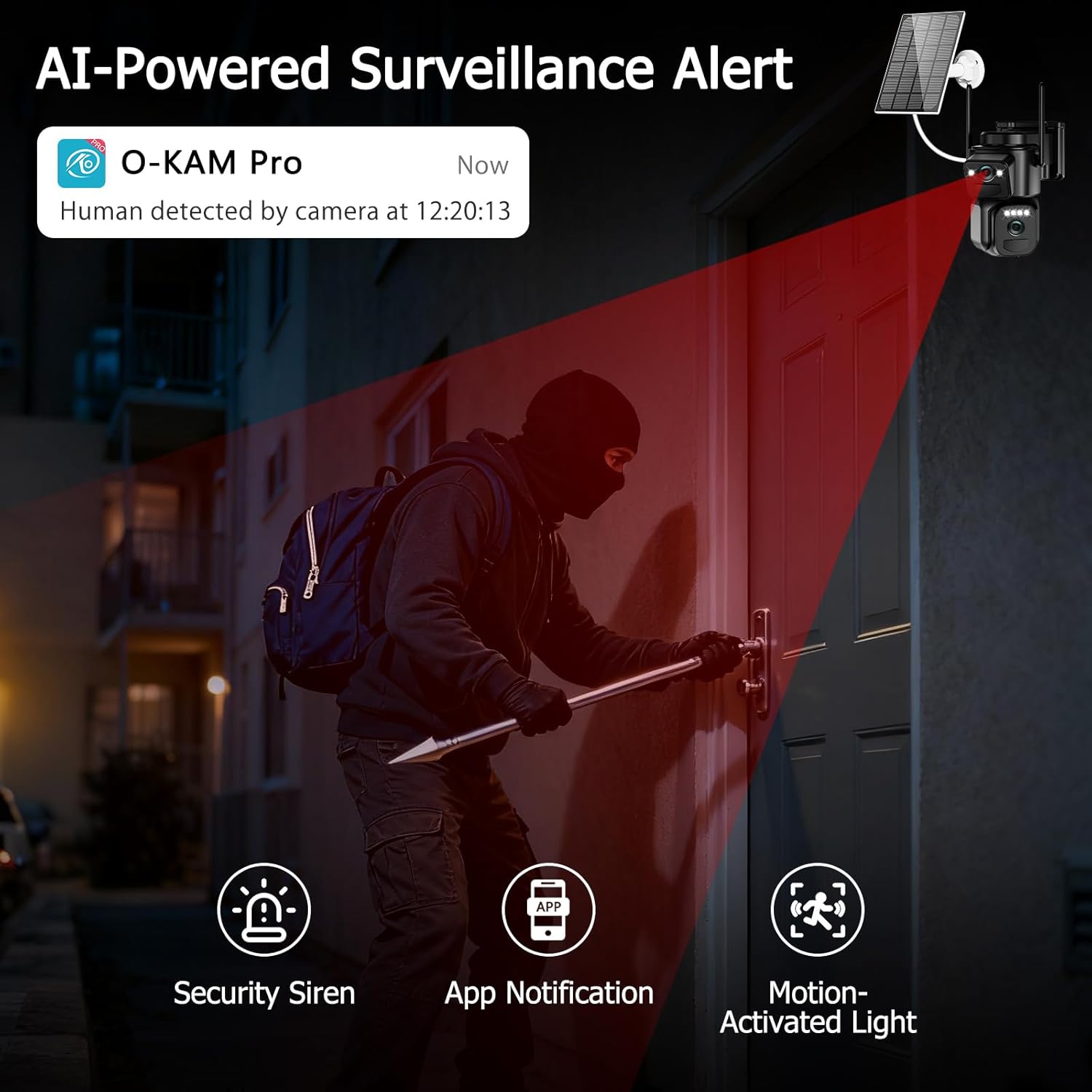 Dual Lens Solar Security Cameras Wireless Outdoor, 5G/2.4G WiFi 6, 360° PTZ Home Security Camera with 6MP Color Night Vision, Motion Detection, Spotlight Siren, 2-Way Audio, Waterproof - Image 7