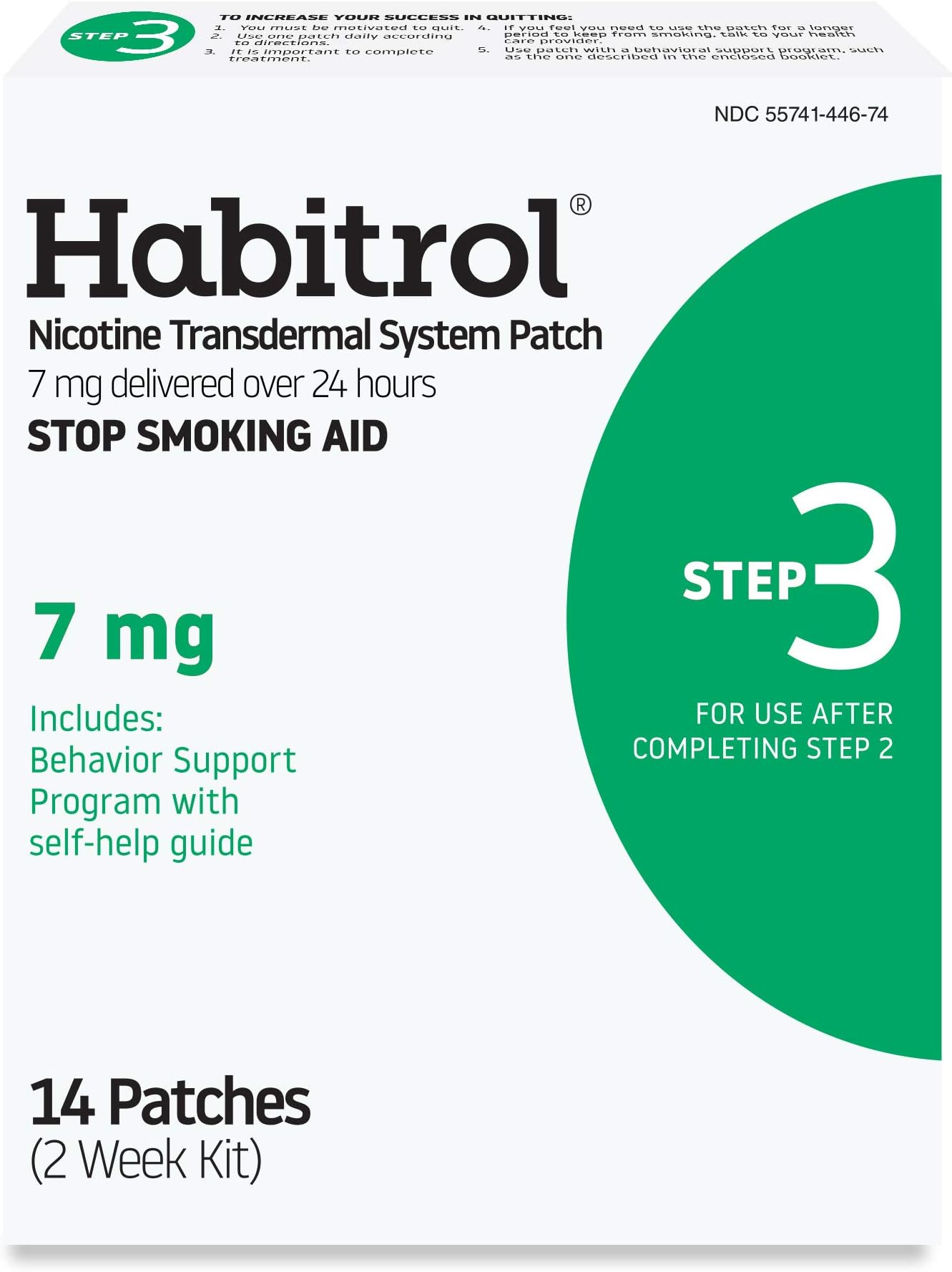 Nicotine Transdermal System Patch | Stop Smoking Aid | Step 3 (7 mg) | 14 Patches | (2 Week Kit) | Packaging May Vary