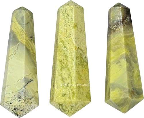 Miniatura 3 de Serpentine Crystal Points - Cristales curativos y piedras a granel, paquete de 3 puntas curativas de doble terminación, cristales a granel para