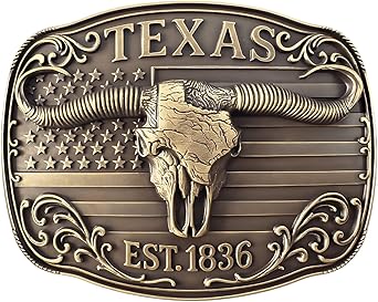 Cowboy Belt Buckle for Men Women Vintage Rodeo Texas Map 1836 Longhorn bull Western Belt Buckles