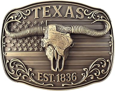 Cowboy Belt Buckle for Men Women Vintage Rodeo Texas Map 1836 Longhorn bull Western Belt Buckles
