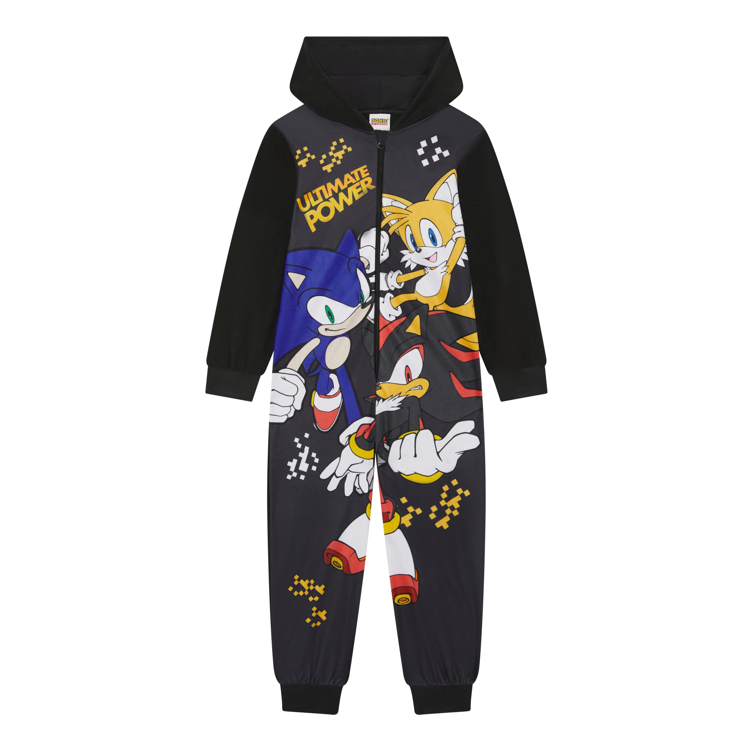 Sonic The Hedgehog, Combinaison à capuche pour garçons ou filles, pyjama tout-en-un, ombre, noir, âge 4-14 ans