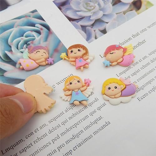 Miniatura 5 de Paquete de 20 adornos surtidos de resina con alas de ángel de resina, para álbumes de recortes, lazos para el cabello, cabujones kawaii, decoración