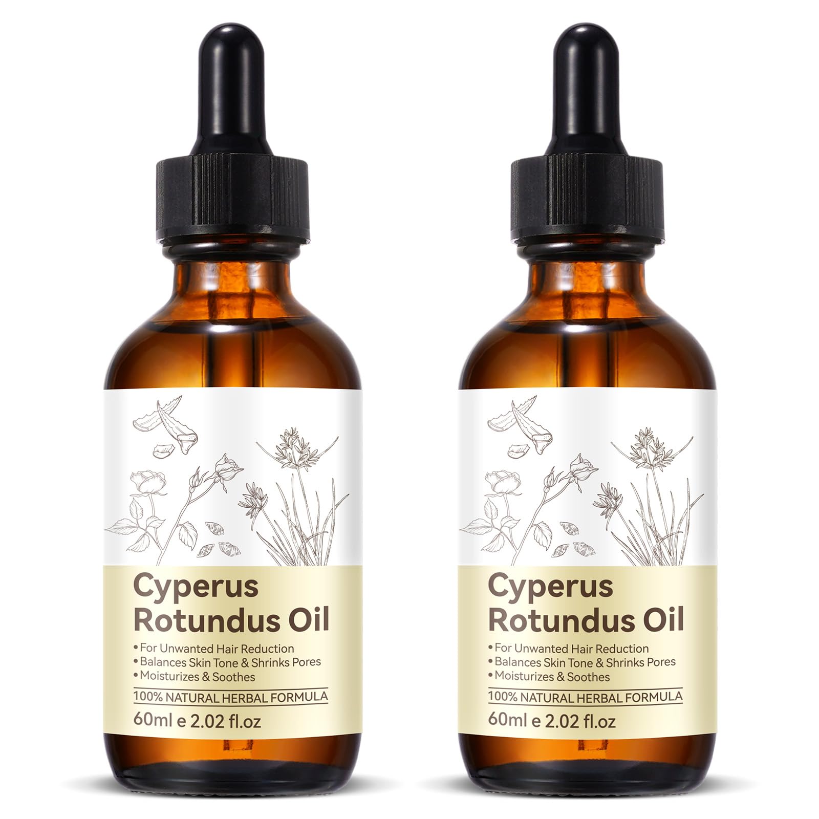 2 Pcs Cyperus Rotundus Oil Cypress Rotundus Oil for Hair Removal Naturally Reduce Unwanted Hair Growth Reducing Body