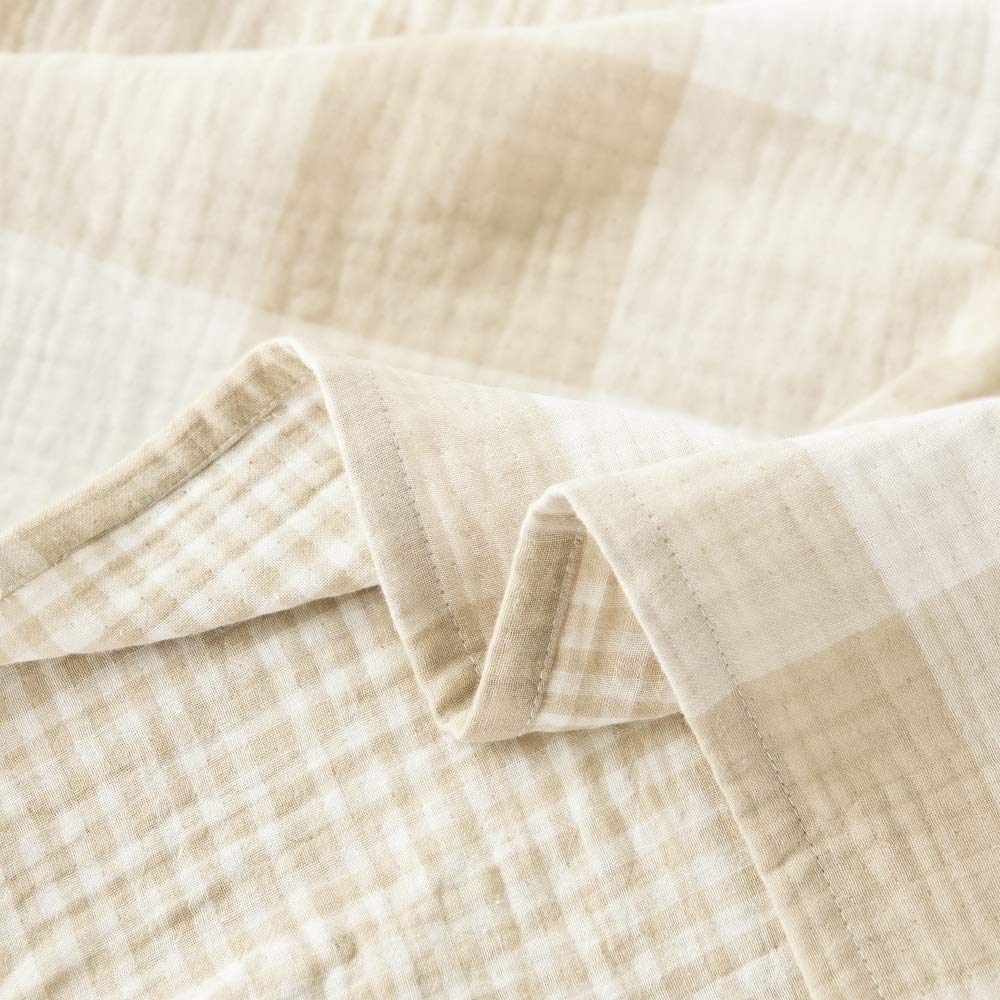 Bawełniany koc muślinowy z wzorem w kratkę bawola, styl vintage, do użytku wewnątrz i na zewnątrz, dwustronny i oddychający materiał na pikniki na podwórku, pościel lub pokrowiec na krzesło