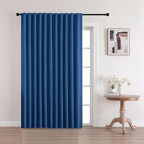 Miniatura 13 de CUCRAF - Cortinas de lino 100% opacas de 84 pulgadas de largo, juego de 2 paneles, con pestaña trasera y bolsillo para cortinero para sala de estar