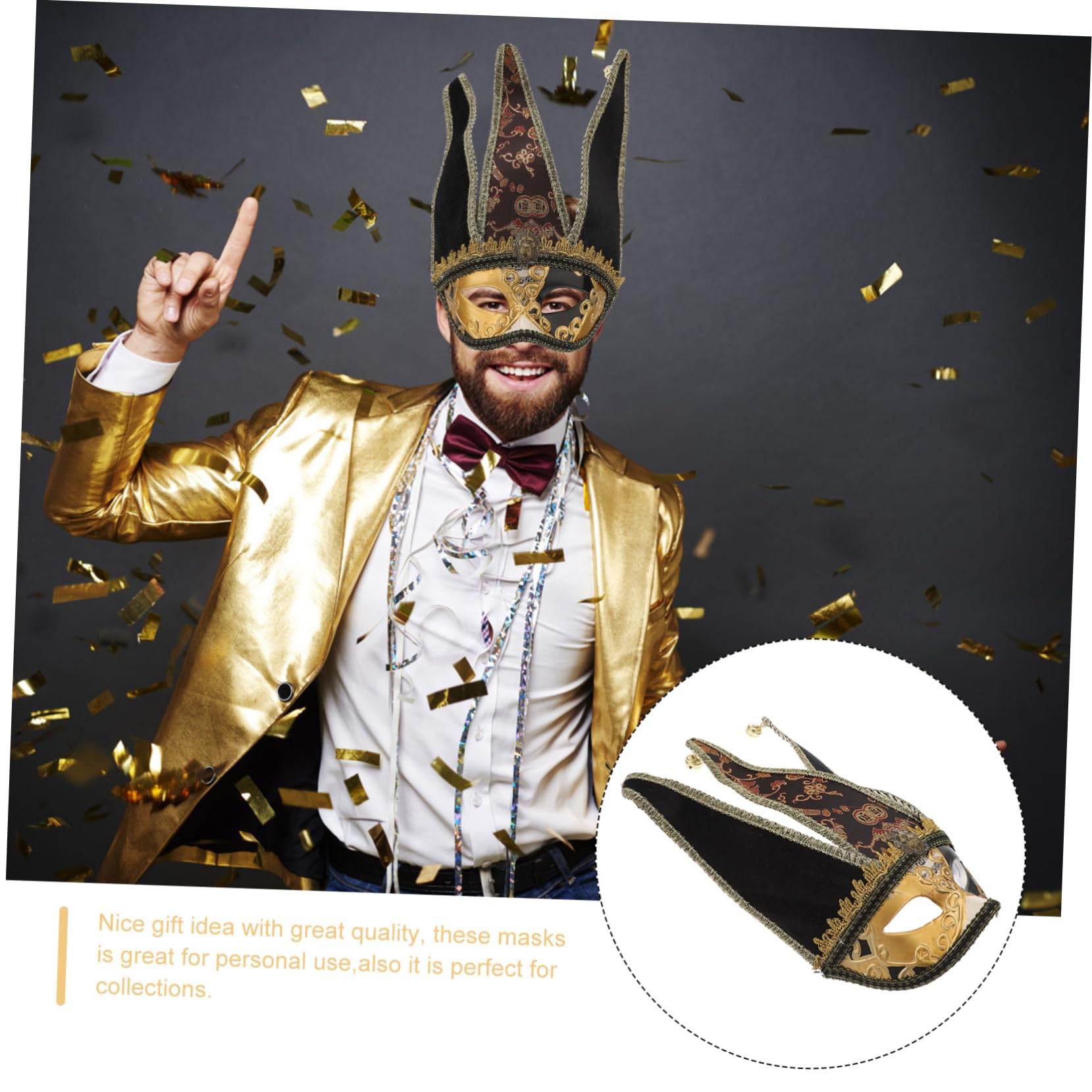 SOIMISS Máscara Veneciana De Media Cara Para Hombre Para Fiestas De Carnaval Bailes De Disfraces y Eventos Temáticos Diseño Negro Exclusivo