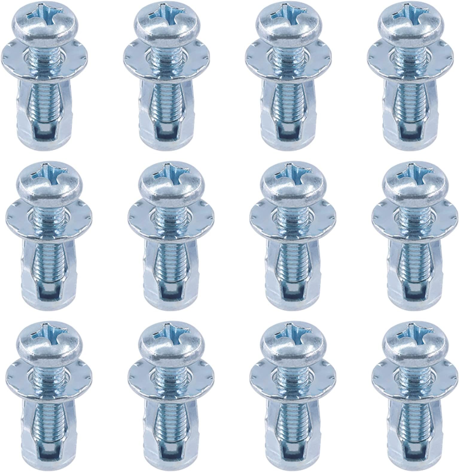 Swpeet 12Pcs M6 x 25 Jack Nuts Petal Nuts Expansion Nut Thins Fixings Dowels with Screws Assembly for Hollow Wall Iron Skin Line Use in Thin Soft Wall (M6 x 25)