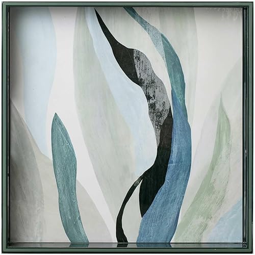 rockflowerpaper Celadon Blooms - Bandeja cuadrada de madera lacada de 15 pulgadas con asas, bandeja otomana para mesa de café para cenar. para