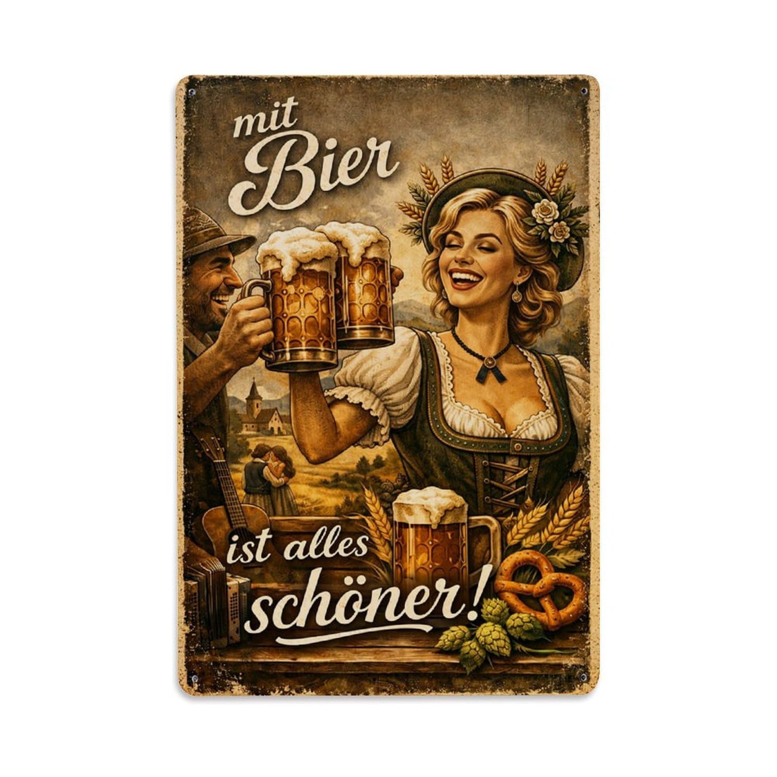 Jdfenggu Vintage Oktoberfest Beer Celebration Poster Retro Metal Tin Sign, Metal Poster For Bar, Home, Man Cave, Kitchen, Laundry Room Art Decor 8X12 Inch