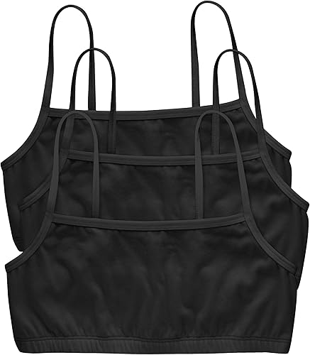 Hanes womens Cotton String Bralette, 3-pack Bra, 3 Pack - Black, Small US