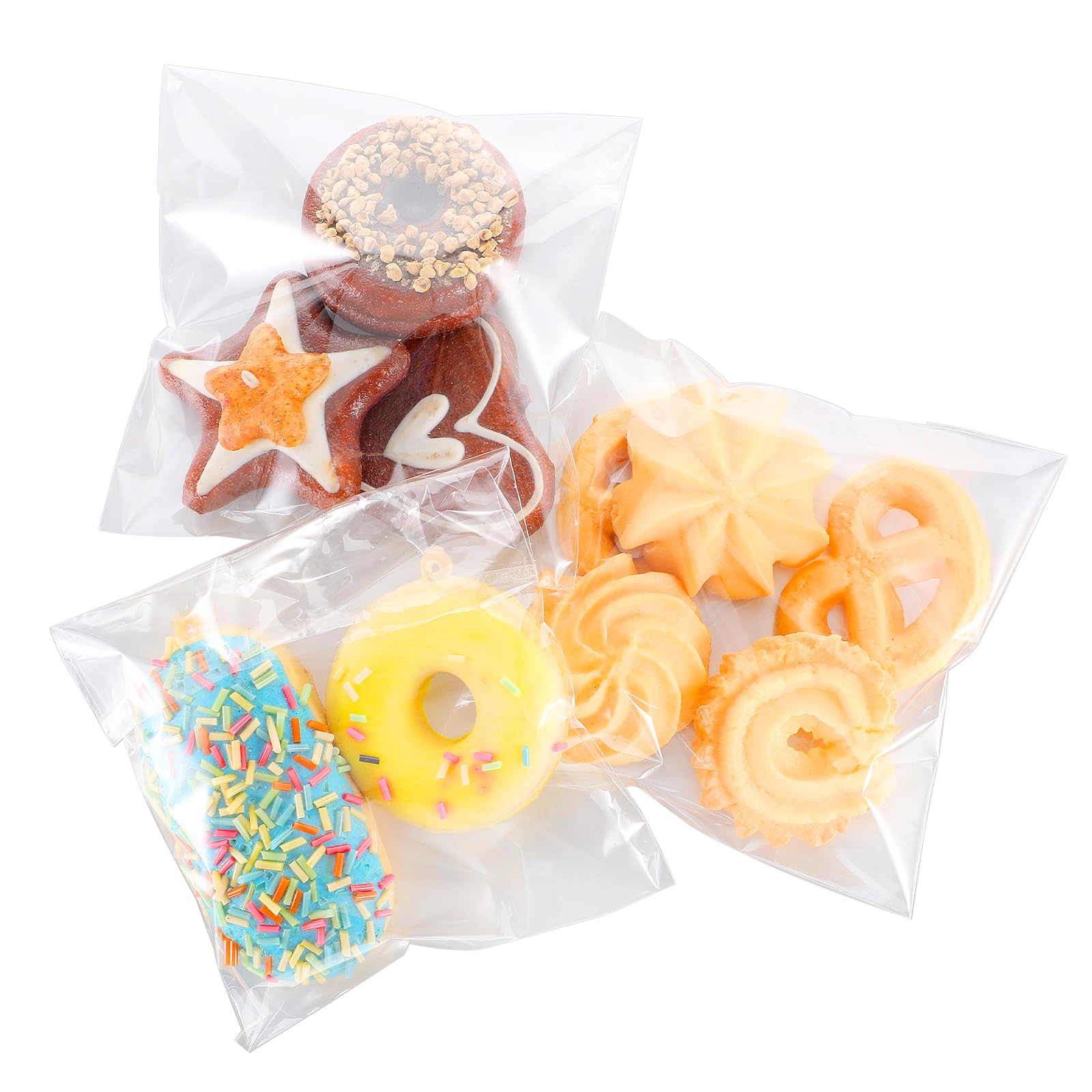 200 Pcs Self Sealing Clear Bags Cookie Bags for Gift Giving 4x4" Self Adhesive Cookie Bags with Seal Plastic Party Favor Bags Resealable Food Saver Bags Square Packaging Treat Bags