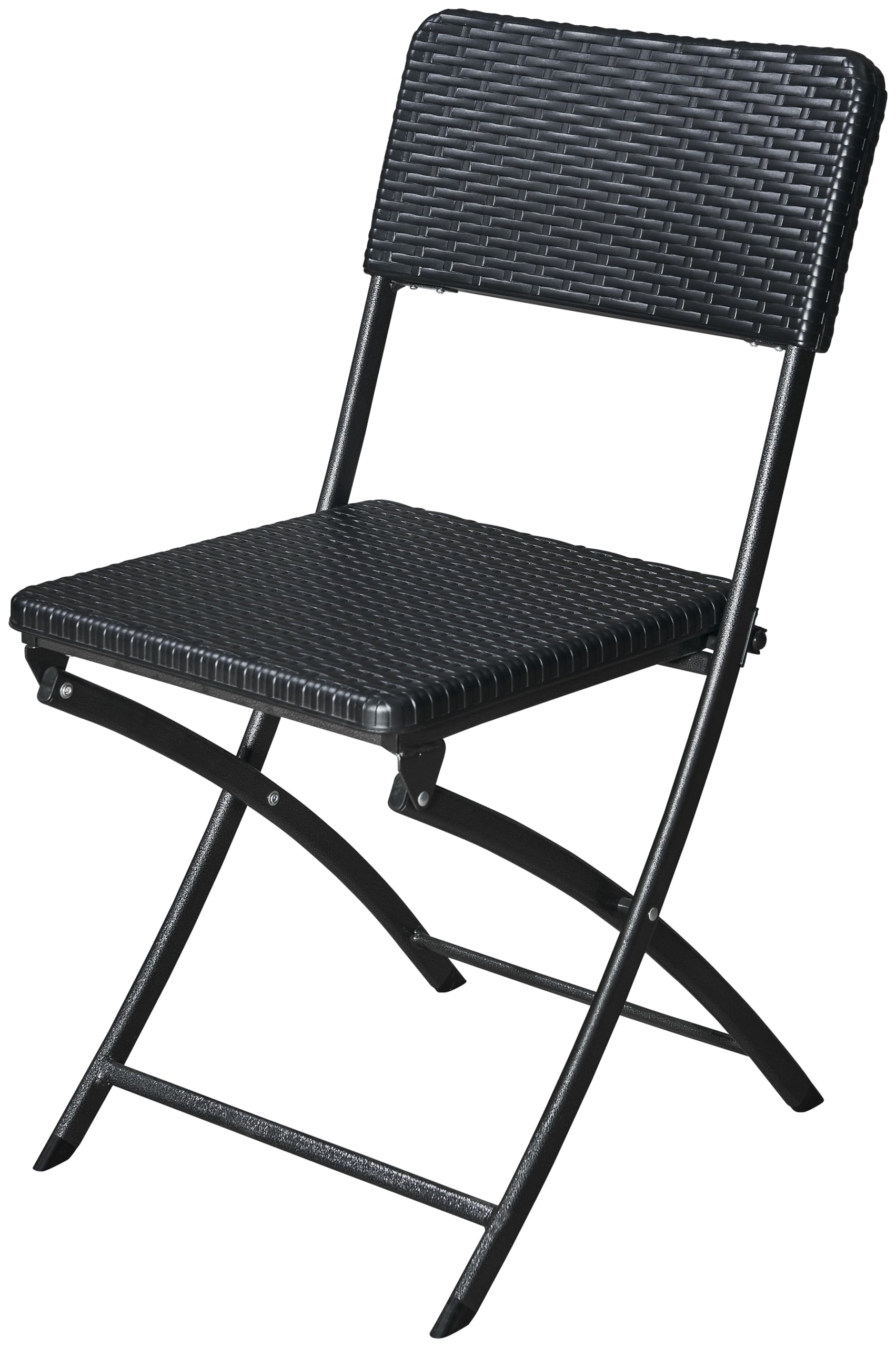 METRO Professional Silla de Exterior Plegable, Acero/Polietileno, 44 x 56 x 81 cm, Aspecto ratán, Negro, para terraza/Bar/Restaurante/Eventos, diseño Moderno, Resistente a la Intemperie