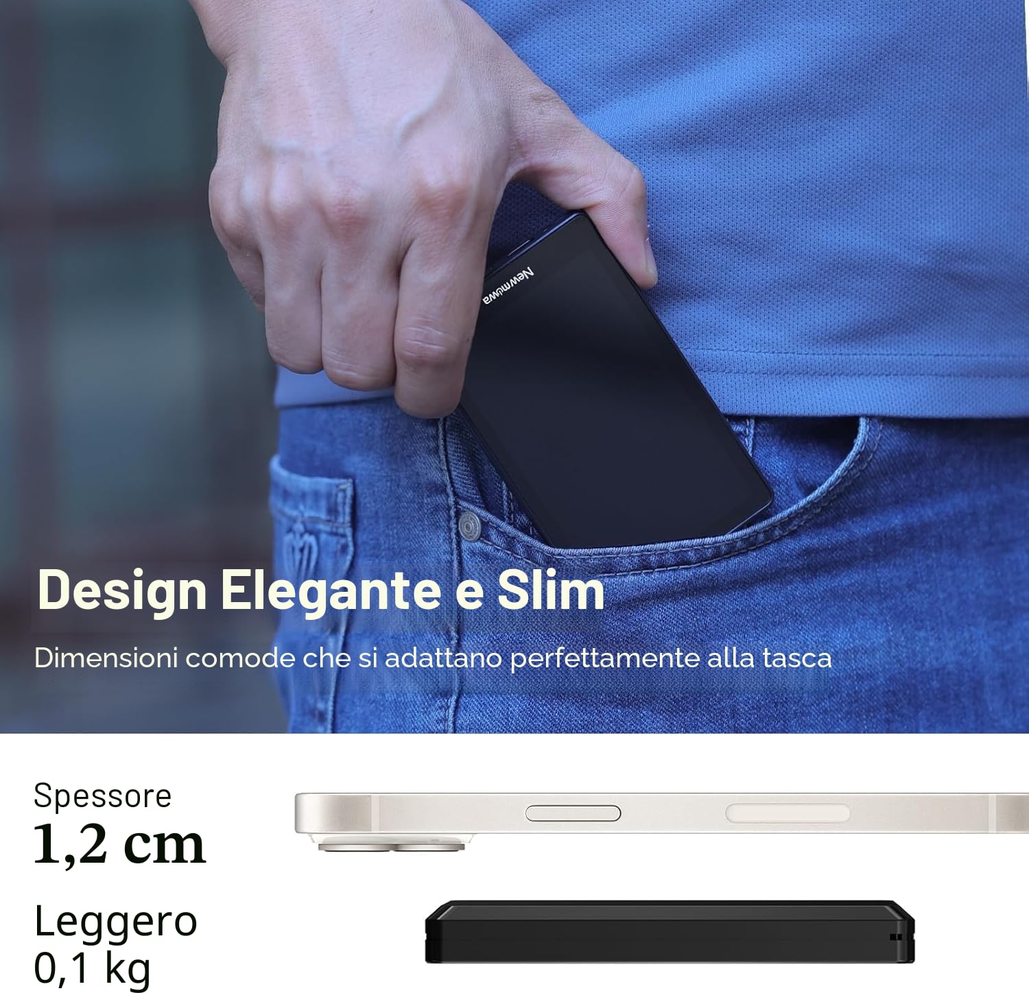 Newmowa Nero Magnetico Telefono Vlog Selfie Monitor Schermo,1080P Registrazione Wireless,Telefono Fotocamera Posteriore per Selfie Vlog TikTok,Compatibile con iPhone(Support 4K 30fps Wired Recording)