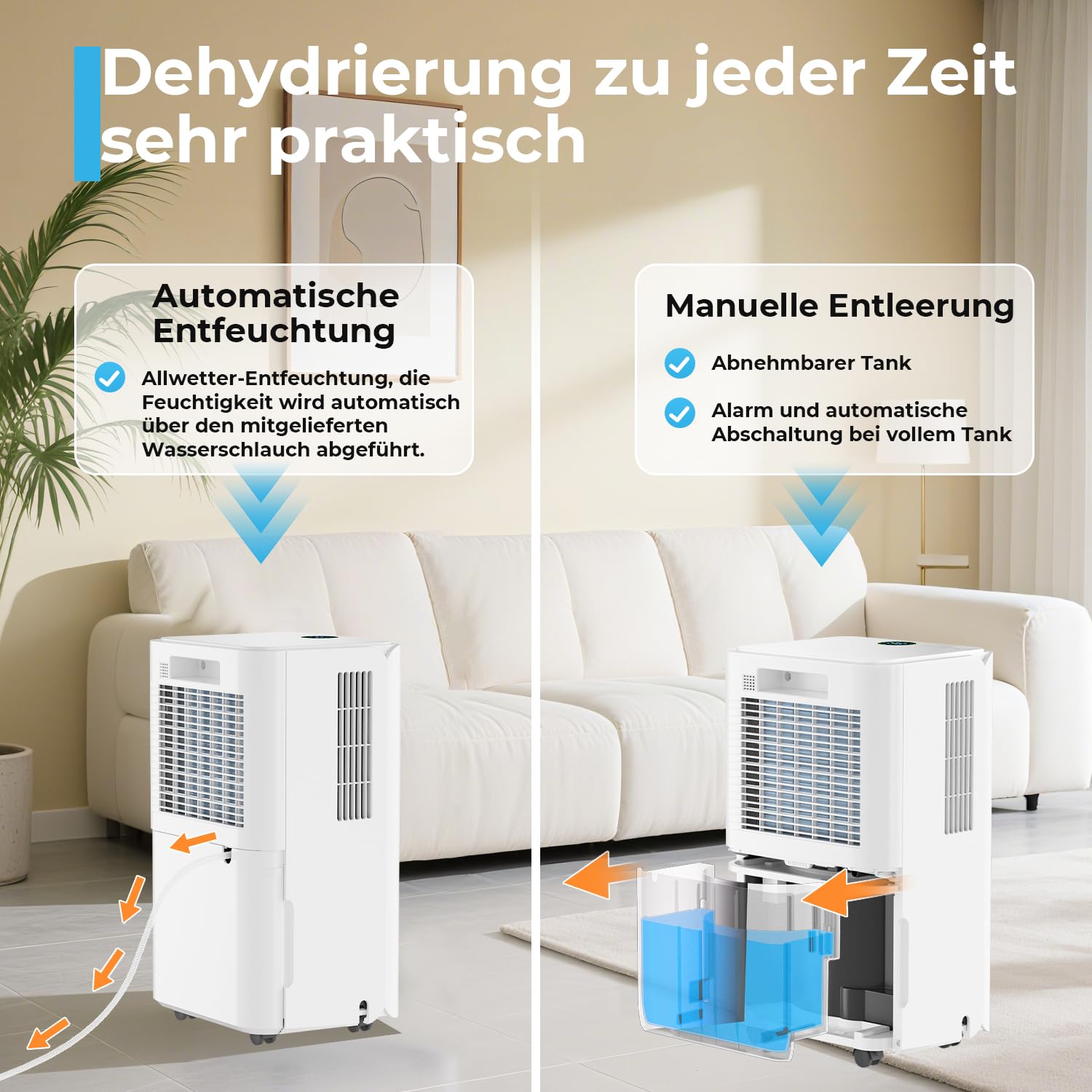 Fiqops Osuszacz powietrza 16 l/dzień, tryb spania, elektryczny osuszacz powietrza z timerem 24 h, funkcja rozmrażania, osuszacz wilgoci do piwnicy, sypialni ok. 25 m²