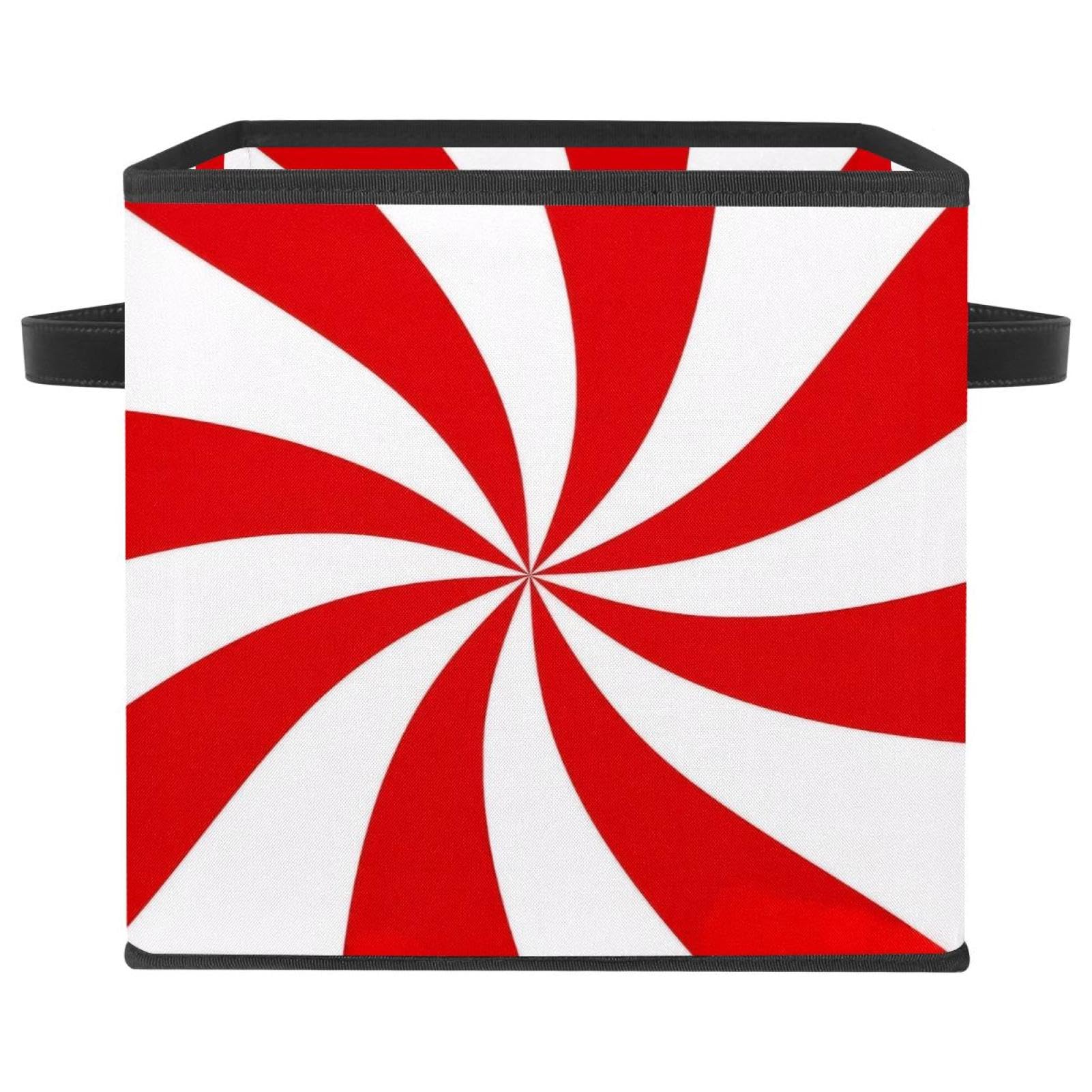 Boîte de rangement de Noël rouge et blanc 28cm cube pliable en tissu Oxford avec poignées