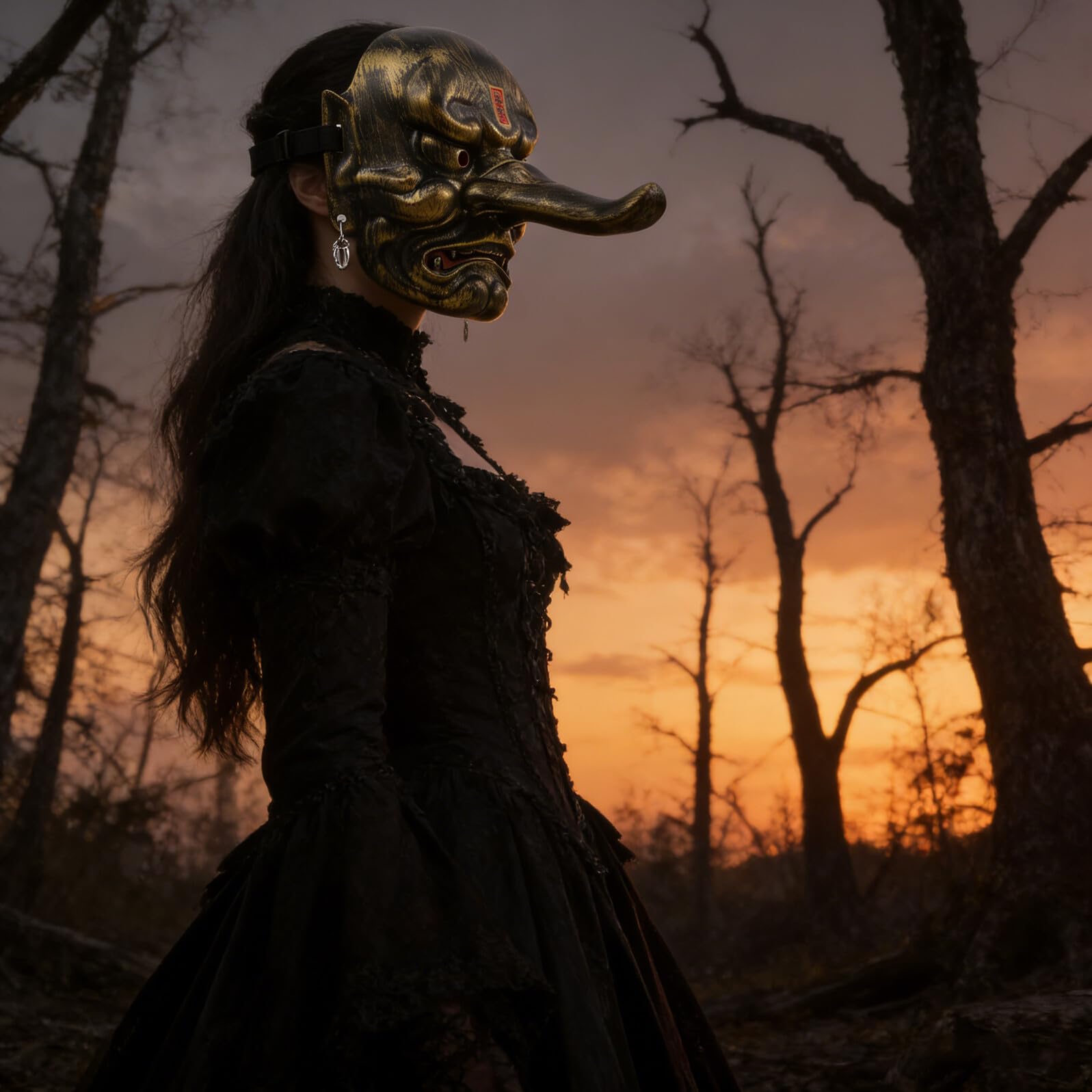 GALPADA Maschera Giapponese Tengu Autentica da Samurai per Uomo Maschera Demoniaca Tradizionale Leggera per Carnevale Cosplay Decorazione Teatrale Spaventosa