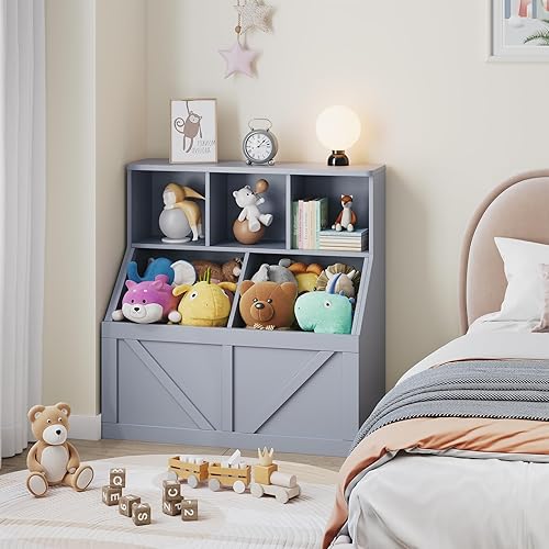 Miniatura 3 de Estantería para niños y almacenamiento de juguetes, organizador de almacenamiento de juguetes, organizador de juguetes con armario de almacenamiento