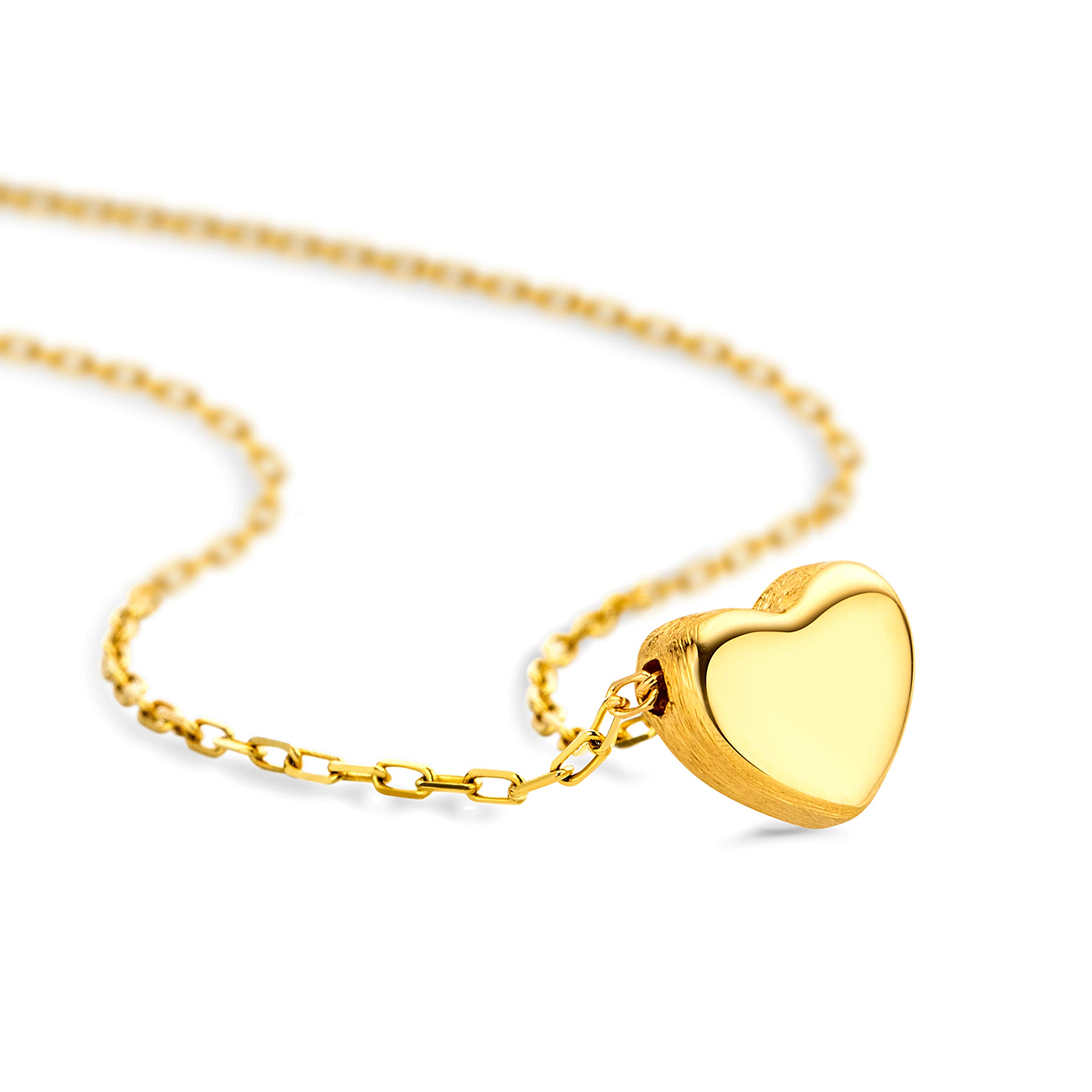 Orovi - Collar para mujer de oro amarillo de 18 k (750) con colgante de corazón de 42 cm, fabricado en Italia, oro, Oro