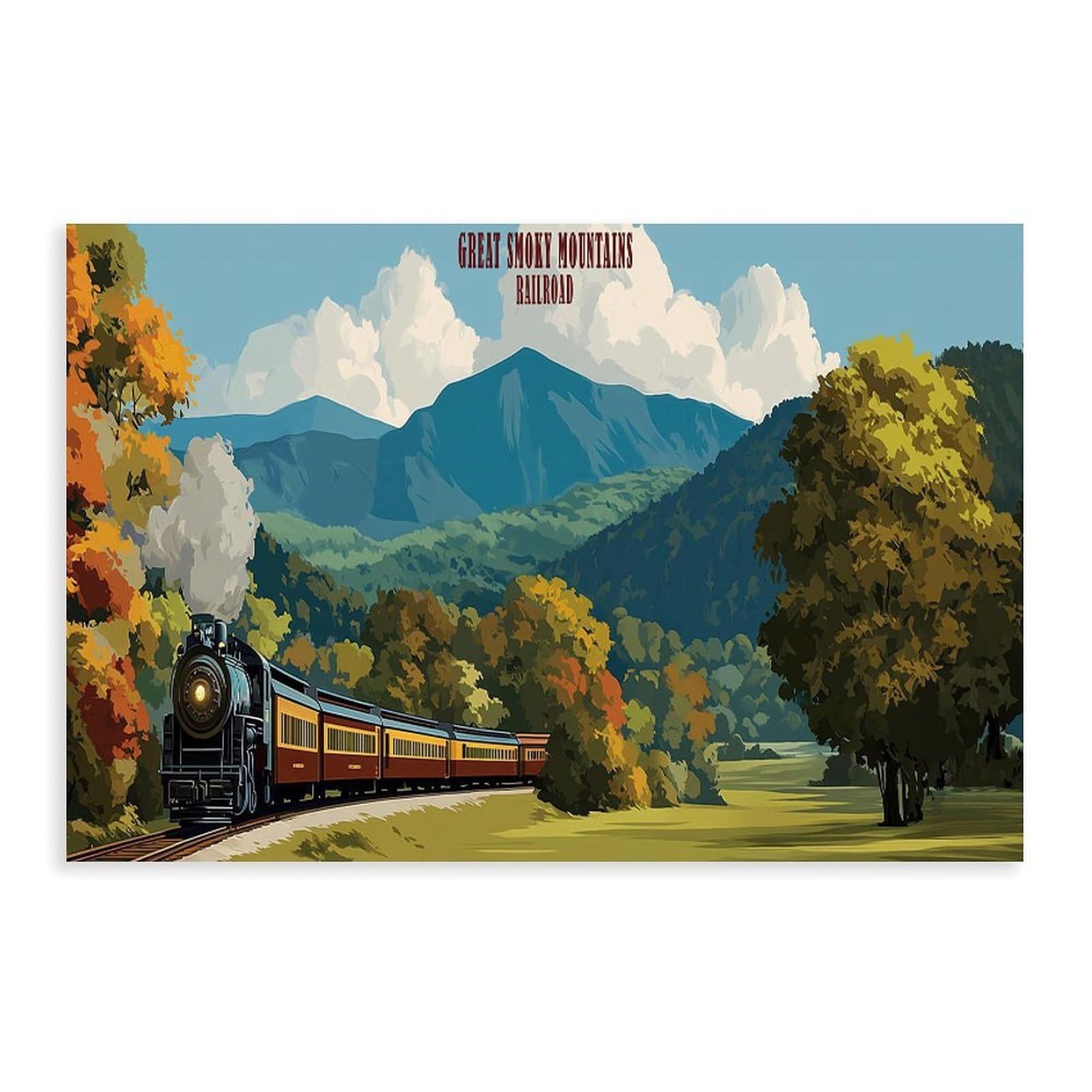 Bareronor Great Smoky Mountain Railroad Canvas Poster Bedroom Decor Landscape Office Room Decor Gift 24" L X 36" W