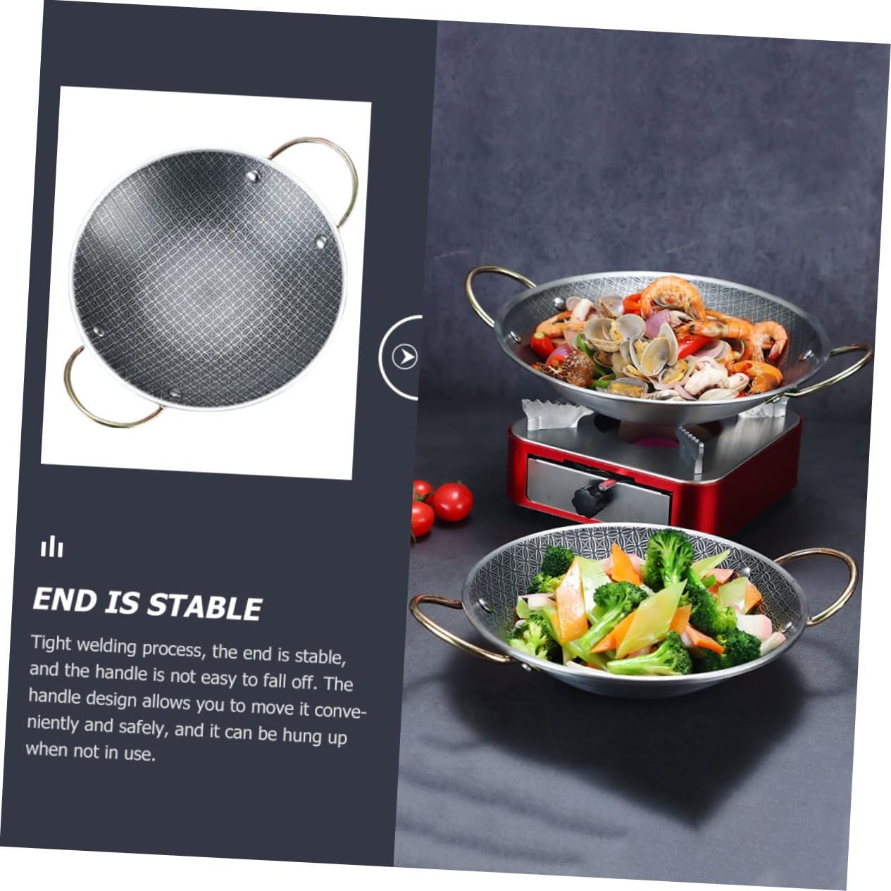 Stainless Steel Pan Daily Use Cooking Pan Double Handle Hot Pot Kitchen
