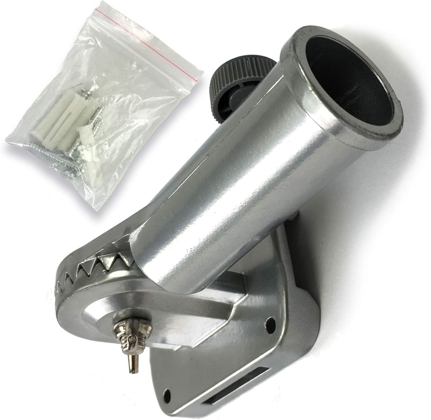 USA Flag Co. Freedom Cast-Aluminum Flagpole Bracket, 13-Position Vertical or Horizontal for 1-inch Diameter Flag Pole Adjustable Mounting Holder (Brushed Aluminum)