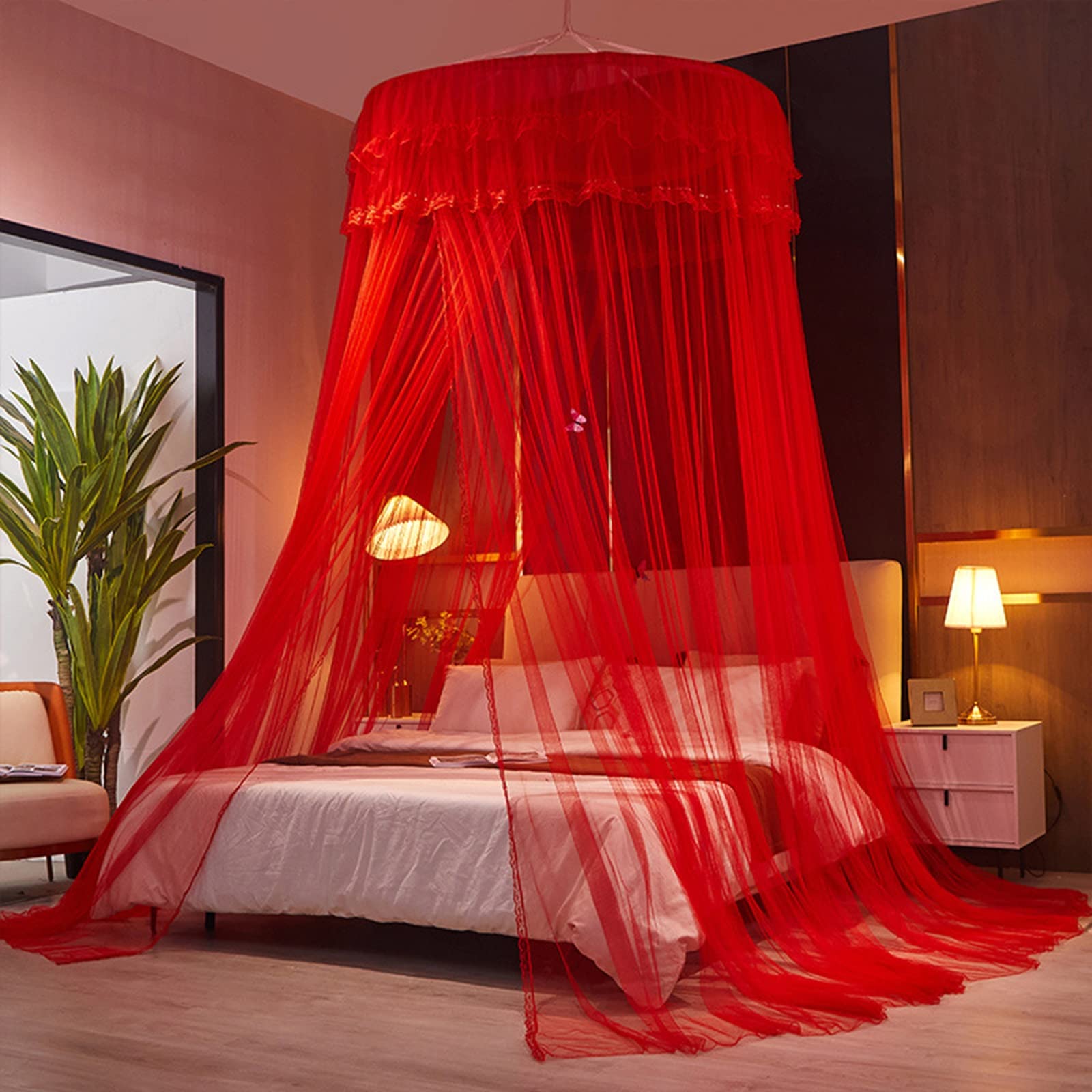Moustiquaire lit double suspendue à grand dôme princesse sans perçage