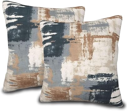 Throw Pillow Covers Set of 2 18x18 in Beige and Gray Abstract Art Decorative Pillow Cases Cushion Cover for Living Room Bedroom Sofa