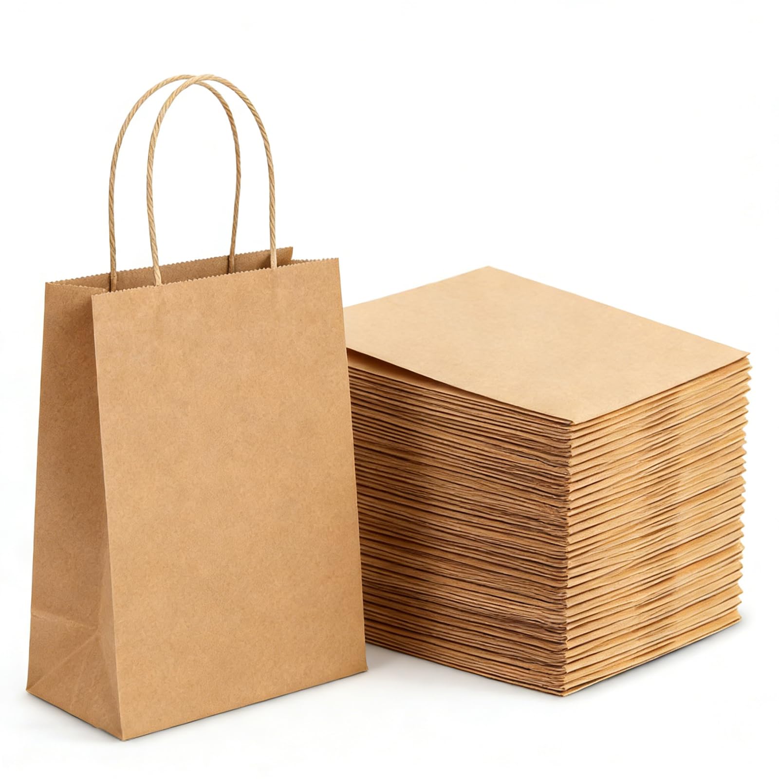 Paper Bags with Handles 30pcs, Brown Paper Bags 21x11x27cm, Small Paper Bags for Gift Bags Retail Bags Party Favors, Heavy Duty Kraft Paper Bags with Reinforced Handles & Flat Bottom