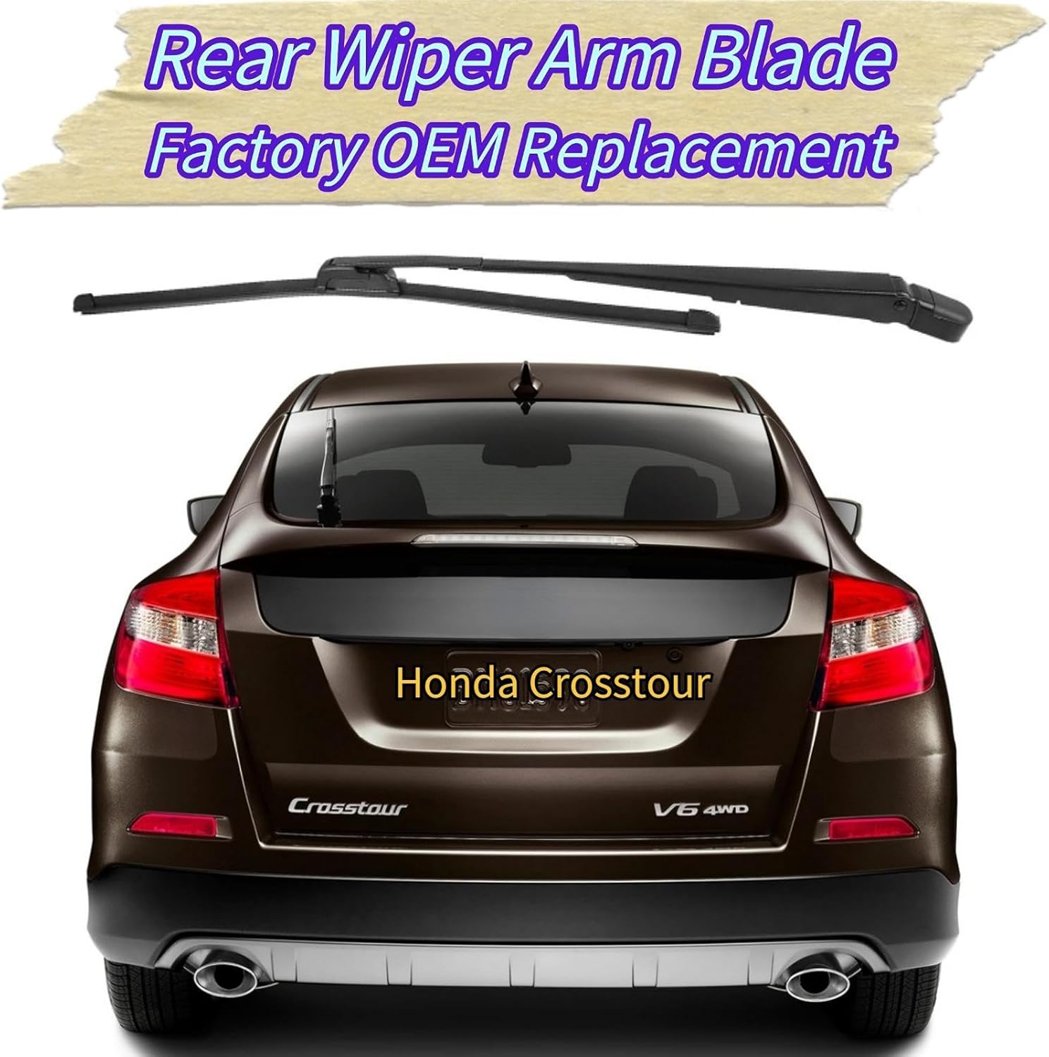 Rear Wiper Blade & Arm Replacement for Honda Crosstour Hatchback 2012-2015 2014 2013 Fit for EX, EX-L Models - All-Weather All Season Rear Back Windshield Wiper Blade Set with PTFE Coating Rubber